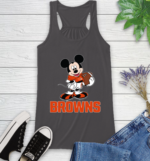 NFL Football Cleveland Browns Cheerful Mickey Mouse Shirt Racerback Tank 12