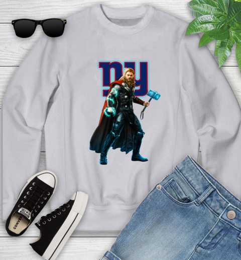 NFL Thor Avengers Endgame Football New York Giants Youth Sweatshirt 4