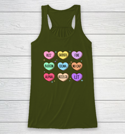 Skibidi Valentine's Day Candy Heart Funny Valentine Rizz Racerback Tank 2