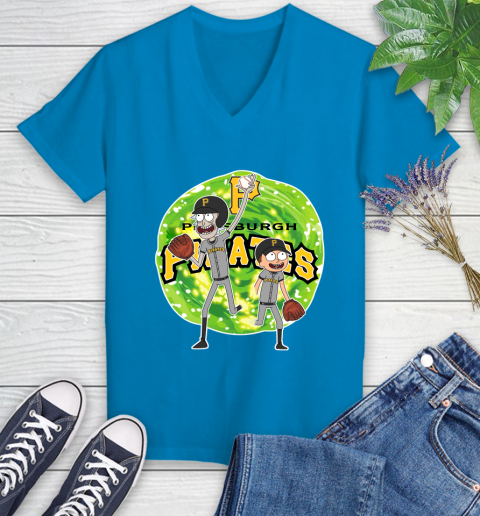 MLB Pittsburgh Pirates Rick And Morty Baseball Sports Women's V-Neck T-Shirt 7