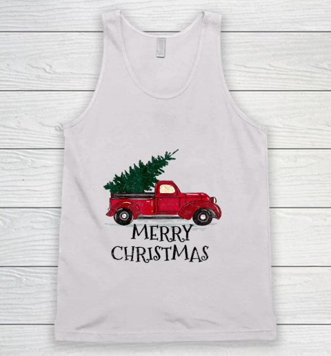 Vintage Red Truck With Merry Christmas Tree Tank Top
