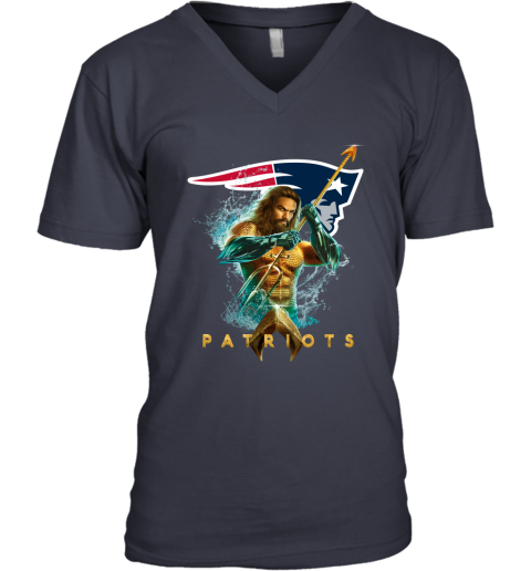 NFL New England Patriots Aquaman DC Football Sports MCLB49JqS6X v neck unisex 8 95 151514 front navy