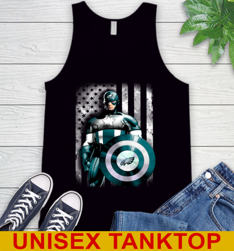 Philadelphia Eagles NFL Football Captain America Marvel Avengers American Flag Shirt Tank Top