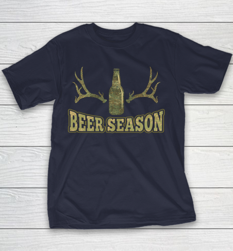 Beer Season Funny Camo Deer Hunting Pun Men Who Love Beers Youth T-Shirt 2