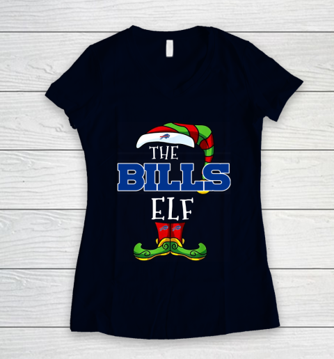 Buffalo Bills Christmas ELF Funny NFL Women's V-Neck T-Shirt 2