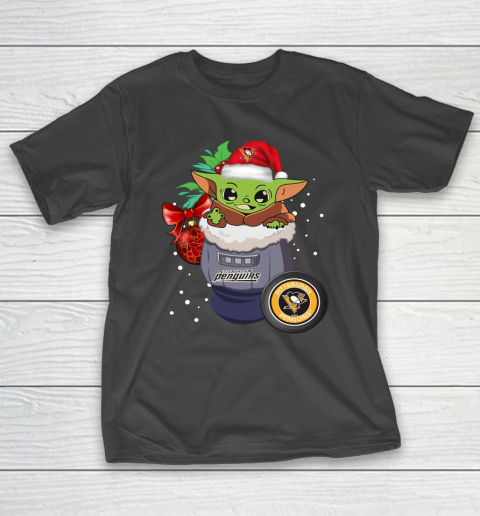 Pittsburgh Penguins Christmas Baby Yoda Star Wars Funny Happy NHL T-Shirt 2