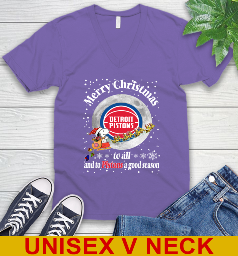 Detroit Pistons Merry Christmas To All And To Pistons A Good Season NBA Basketball Sports V-Neck T-Shirt 8