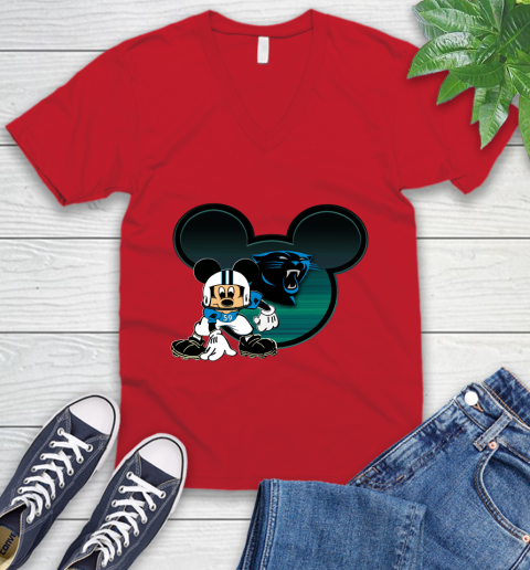 NFL Carolina Panthers Mickey Mouse Disney Football T Shirt V-Neck T-Shirt 7
