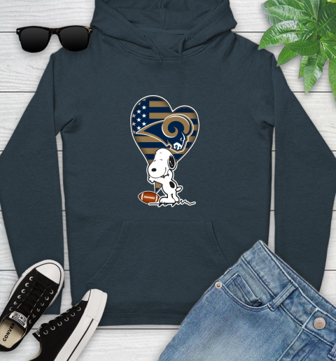 Los Angeles Rams NFL Football The Peanuts Movie Adorable Snoopy Youth Hoodie 8