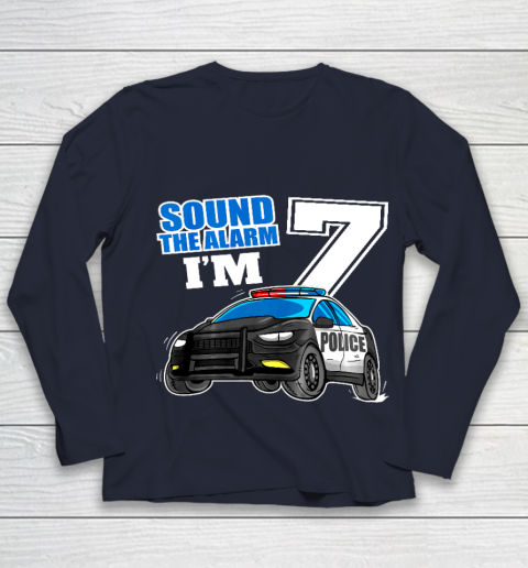 Kids Police Car 7th Birthday Shirt Boy 7 Cop Policeman Officer 7 Year Old Youth Long Sleeve 2