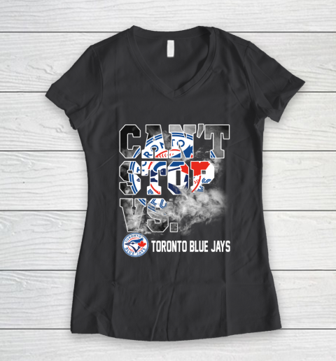 MLB Toronto Blue Jays Baseball Can't Stop Vs Blue Jays Women's V-Neck T-Shirt 6