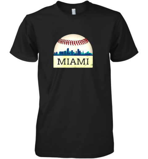 Miami Baseball Shirt Cool Marlin Skyline on Giant Ball Premium Men's T-Shirt