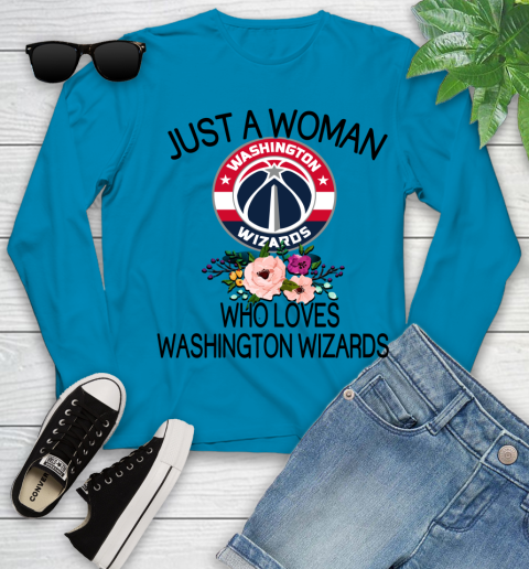 NBA Just A Woman Who Loves Washington Wizards Basketball Sports Youth Long Sleeve 5