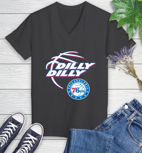 NBA Philadelphia 76ers Dilly Dilly Basketball Sports Women's V-Neck T-Shirt 8