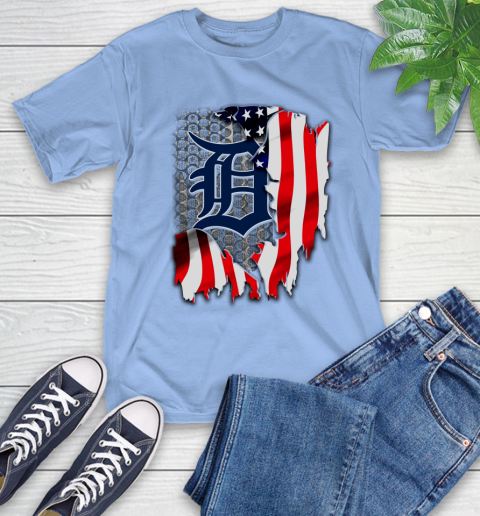 Detroit Tigers MLB Baseball American Flag T Shirt