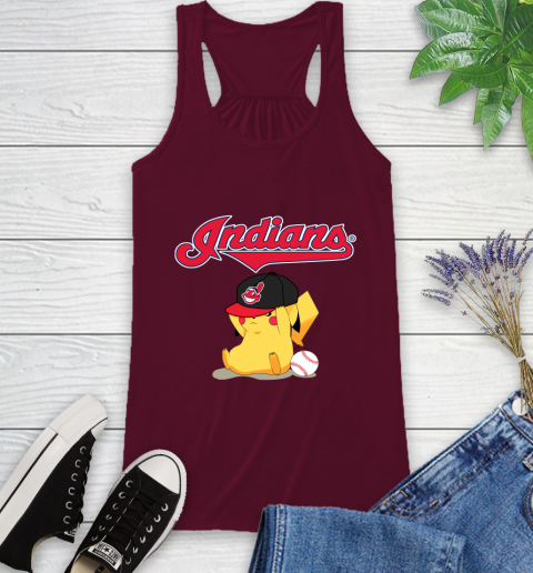 MLB Pikachu Baseball Sports Cleveland Indians Racerback Tank 3