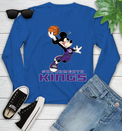NBA Basketball Sacramento Kings Cheerful Mickey Mouse Shirt Youth Long Sleeve 10