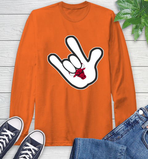 Chicago Bulls NBA Basketball Mickey Rock Hand Disney Long Sleeve T-Shirt 5