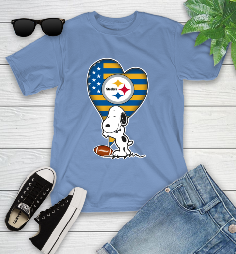 Pittsburgh Steelers NFL Football The Peanuts Movie Adorable Snoopy Youth T-Shirt 11