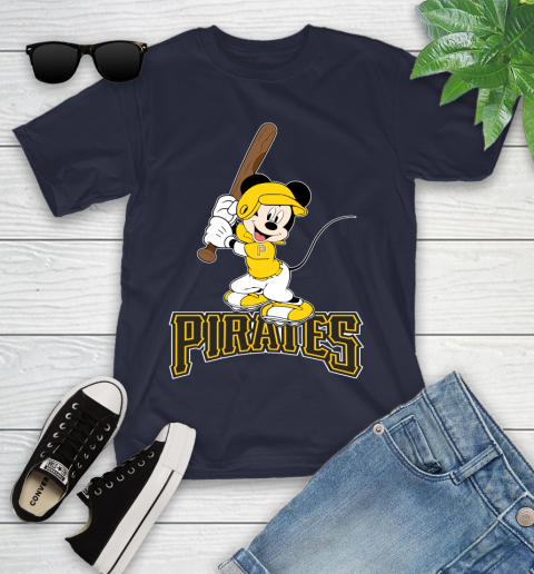 MLB Baseball Pittsburgh Pirates Cheerful Mickey Mouse Shirt Youth T-Shirt 3