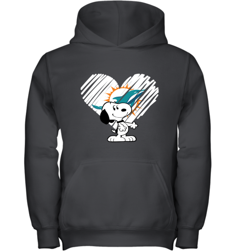I Love Miami Dolphins Snoopy In My Heart NFL Youth Hoodie