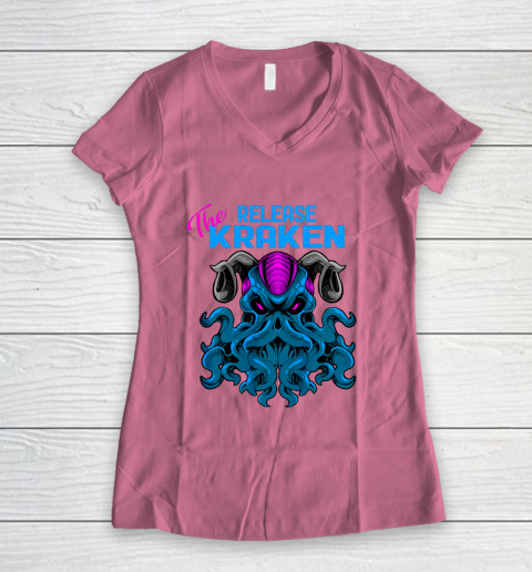 Kraken Sea Monster Vintage Release the Kraken Giant Kraken Women's V-Neck T-Shirt 7