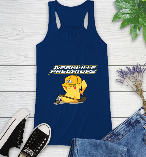 NHL Pikachu Hockey Sports Nashville Predators Racerback Tank 9
