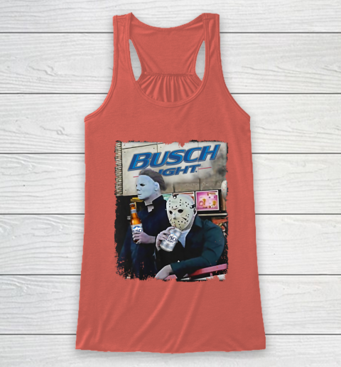 Michael Myers And Jason Voorhees Busch Light Halloween Racerback Tank 3