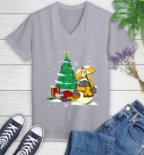 Indiana Pacers NBA Basketball Cute Tonari No Totoro Christmas Sports Women's V-Neck T-Shirt 4