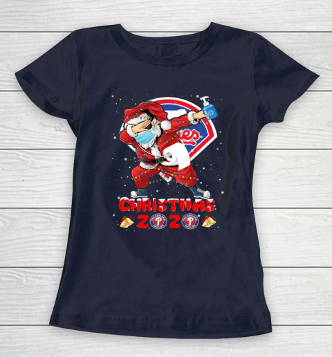 Philadelphia Phillies Funny Santa Claus Dabbing Christmas 2020 MLB Women's T-Shirt 2