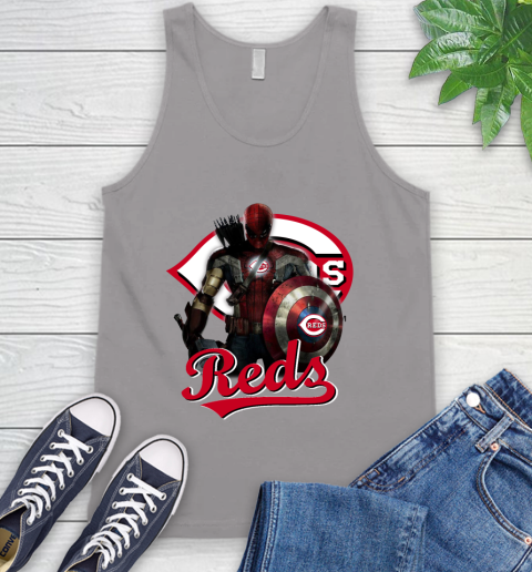 MLB Captain America Thor Spider Man Hawkeye Avengers Endgame Baseball Cincinnati Reds Tank Top 4