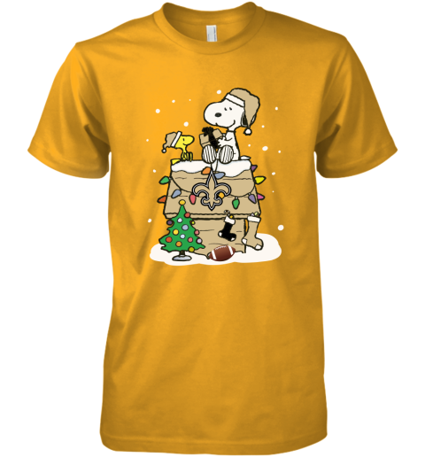 3362 a happy christmas with new orleans saints snoopy premium guys tee 5 front gold