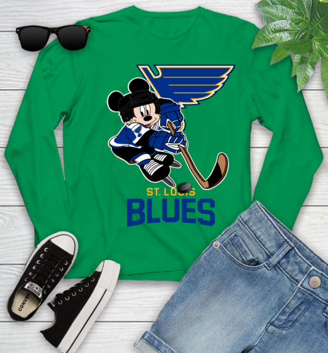 NHL St.Louis Blues Mickey Mouse Disney Hockey T Shirt Youth Long Sleeve 6