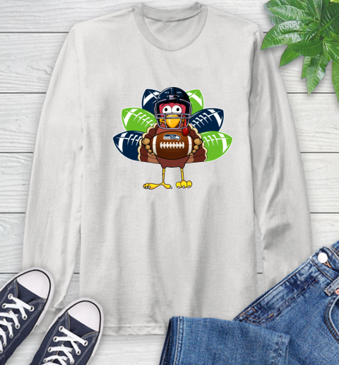 Seattle Seahawks Turkey Thanksgiving Day Long Sleeve T-Shirt
