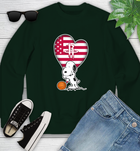 Houston Rockets NBA Basketball The Peanuts Movie Adorable Snoopy Youth Sweatshirt 10