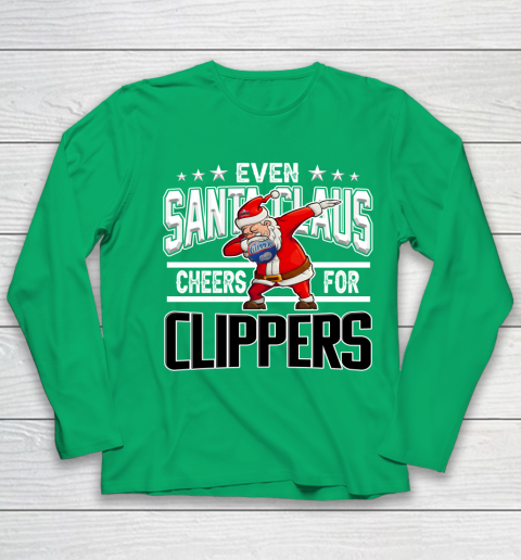 LA Clippers Even Santa Claus Cheers For Christmas NBA Youth Long Sleeve 4
