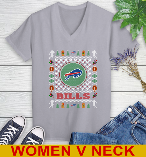 Buffalo Bills Merry Christmas NFL Football Loyal Fan Women's V-Neck T-Shirt 4