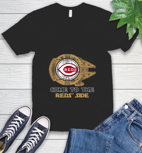 MLB Come To The Cincinnati Reds Side Star Wars Baseball Sports V-Neck T-Shirt