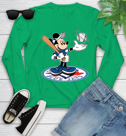 MLB Baseball Toronto Blue Jays Cheerful Mickey Disney Shirt Youth Long Sleeve 6