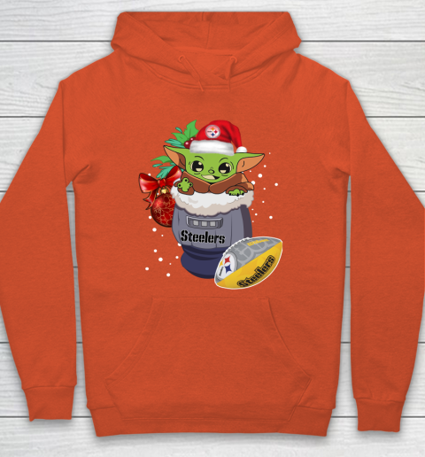 Pittsburgh Steelers Christmas Baby Yoda Star Wars Funny Happy NFL Hoodie 5