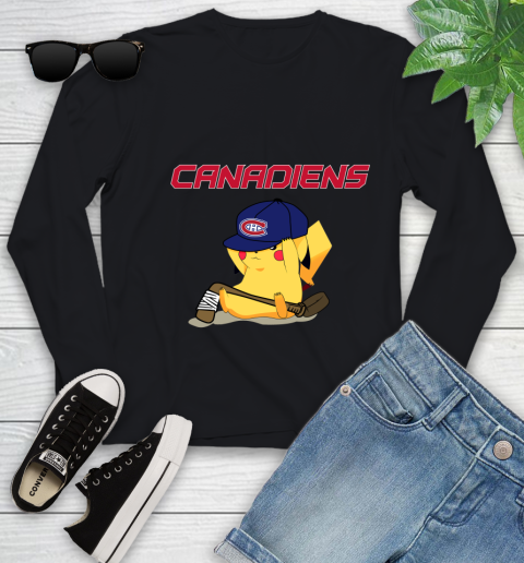 NHL Pikachu Hockey Sports Montreal Canadiens Youth Long Sleeve 2