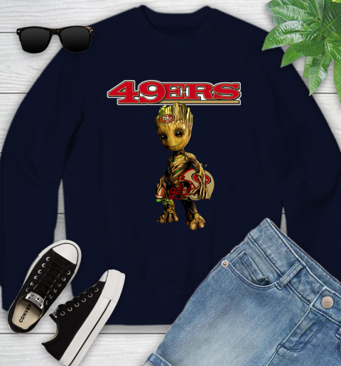 San Francisco 49ers NFL Football Groot Marvel Guardians Of The Galaxy Youth Sweatshirt 3