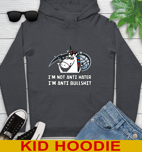Orlando Magic NBA Basketball Unicorn I'm Not Anti Hater I'm Anti Bullshit Youth Hoodie 9