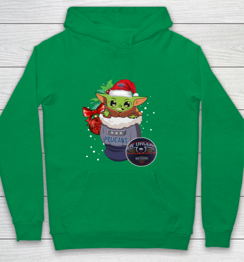 New Orleans Pelicans Christmas Baby Yoda Star Wars Funny Happy NBA Youth Hoodie 6