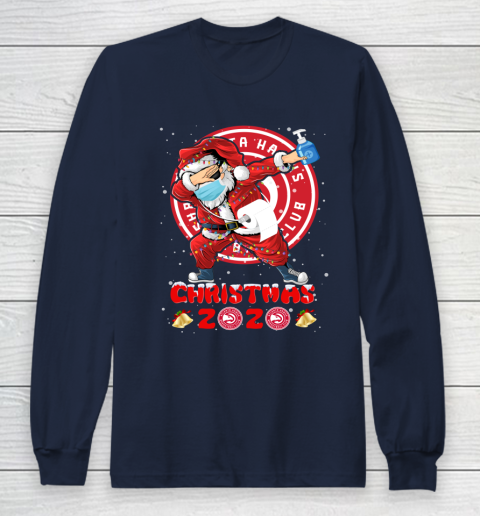 Atlanta Hawks Funny Santa Claus Dabbing Christmas 2020 NBA Long Sleeve T-Shirt 2