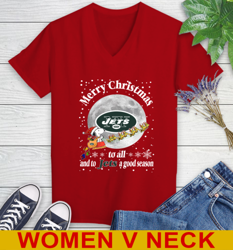 New York Jets Merry Christmas To All And To Jets A Good Season NFL Football Sports Women's V-Neck T-Shirt 10