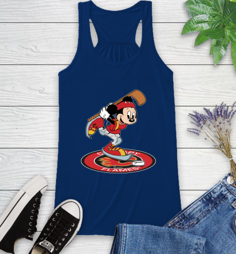 NHL Hockey Calgary Flames Cheerful Mickey Disney Shirt Racerback Tank 8