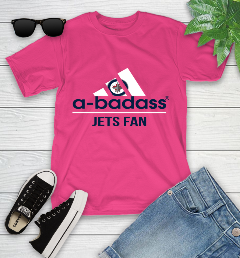 NHL A Badass Winnipeg Jets Fan Adidas Hockey Sports Youth T-Shirt - Image 12