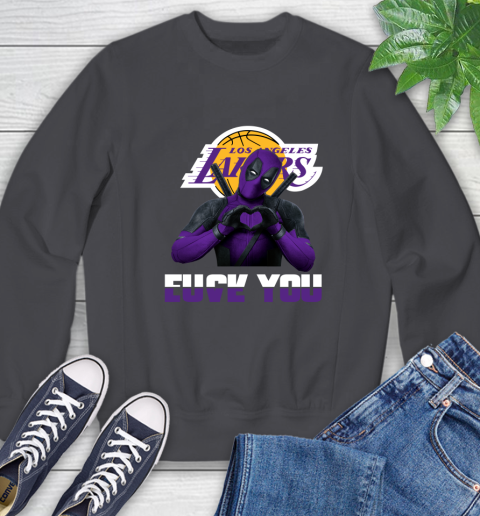 NBA Los Angeles Lakers Deadpool Love You Fuck You Basketball Sweatshirt 6