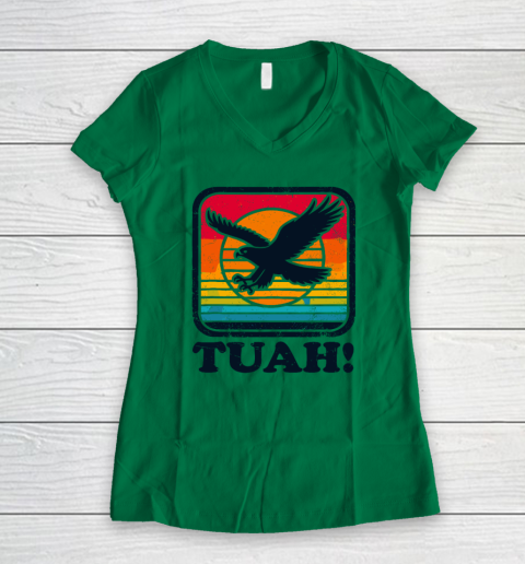 Funny Hawk Tuah Tush Camping Hiking Sarcastic Women's V-Neck T-Shirt 3
